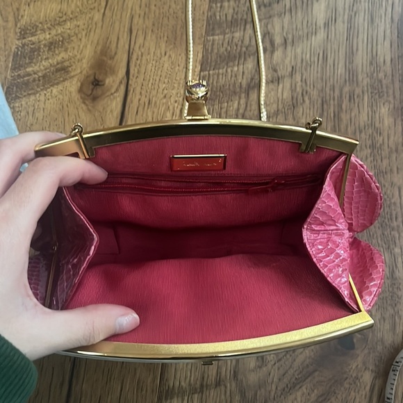 Judith Leiber Woman’s Pink and Gold Clutch with Chain - Picture 7 of 7